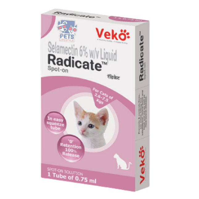 Radicate spot-on Selamectin 6% W/V (Kills over 99% of Ear Mites) Tick & Flea Protection