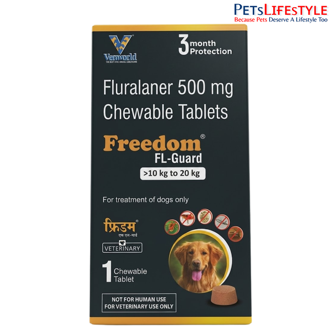Freedom Flguard Anti-Flea & Tick Chewable Tablets for Dogs & Puppies (500mg 10-20kg)