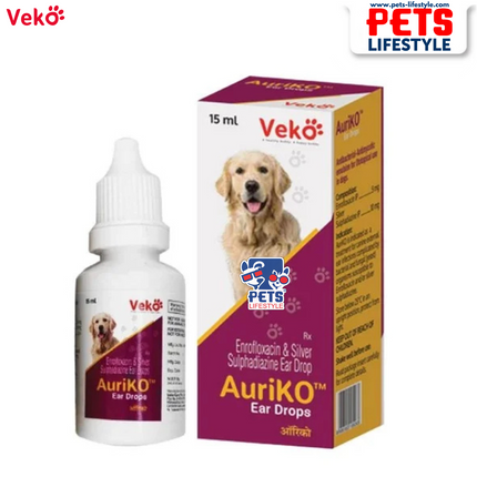 Veko Auriko Ear Drop for Dogs – Enrofloxacin & Silver Sulphadiazine