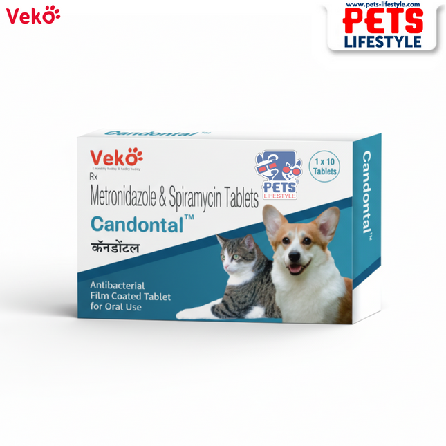 Veko Candontal Tablet (Metronidazole & Spiramycin) Advanced Oral Care Antibiotic for Pets