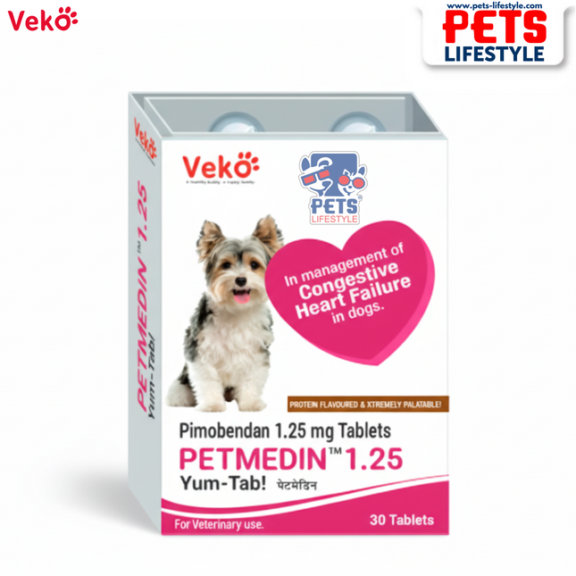 Veko PETMEDIN 1.25 mg Yum-Tab Cardiac Care Tablets for Dogs  30 Tablets