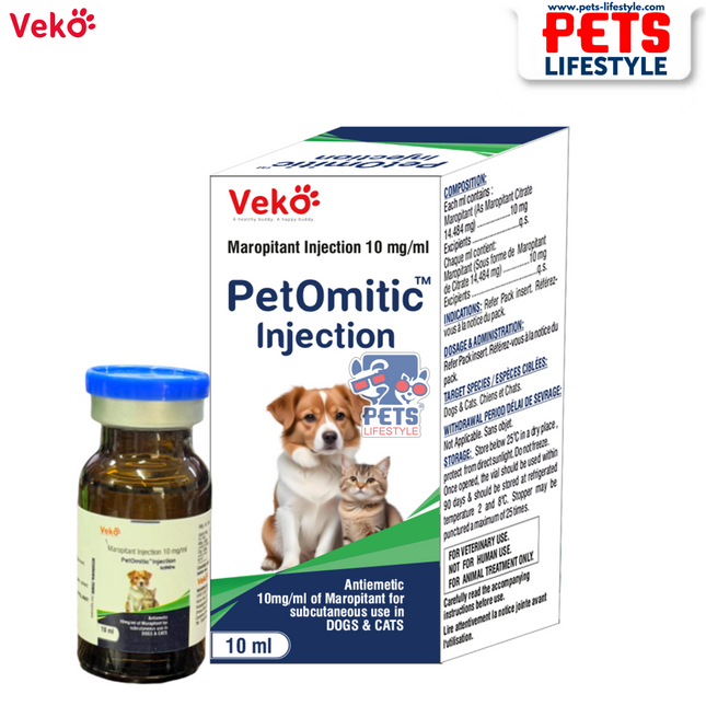 Veko PetOmitic Injection – Maropitant 10 mg/ml for Dogs & Cats (10 ml)