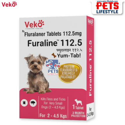 Veko Furaline Fluralaner 112.5mg Chewable Tick & Flea Tablets for Very Small Dogs (2 to 4.5kg)