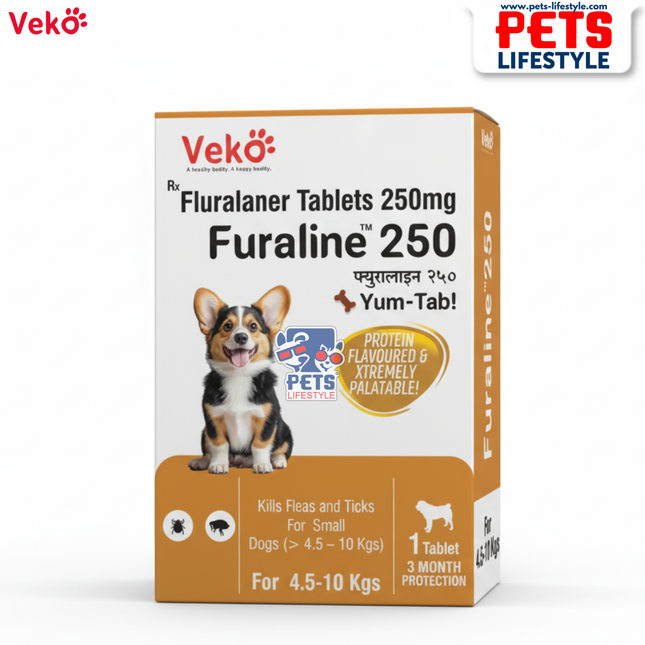 Veko Furaline Fluralaner 250mg Chewable Tick & Flea Tablets for Dogs & Puppies (4.5 to 10kg)