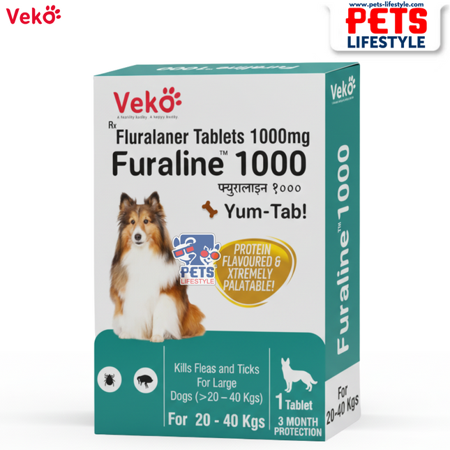 Veko Furaline Fluralaner 1000mg Chewable Tick & Flea Tablets for Large Dogs (20 to 40kg)
