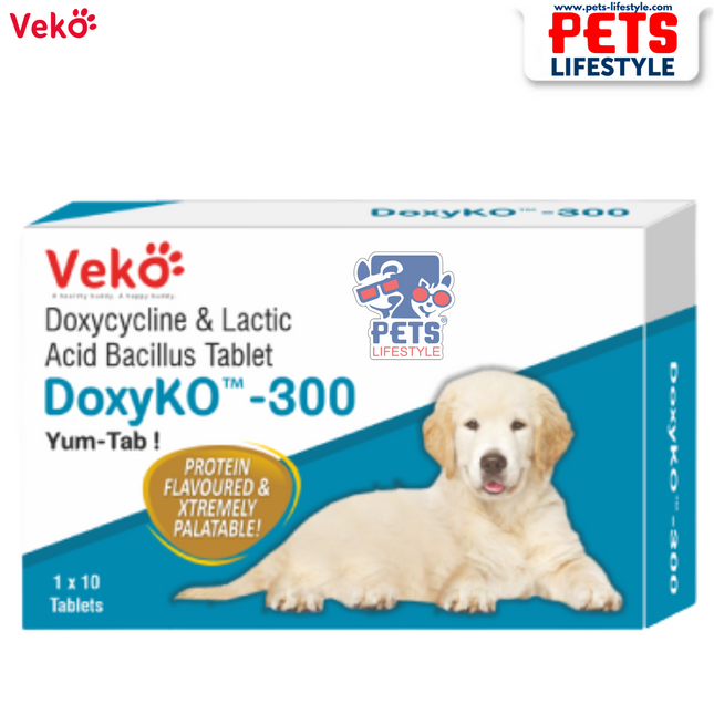Veko DoxyKO 300 mg Yum Tab – Doxycycline Tablet for Dogs (1x10 Tablets)