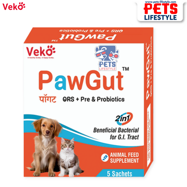 Veko PawGut – ORS + Pre & Probiotics Sachets for Dogs & Cats