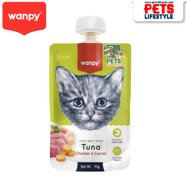 Wanpy Tasty Meat Paste – Tuna, Chicken & Carrot for Cats (90g)