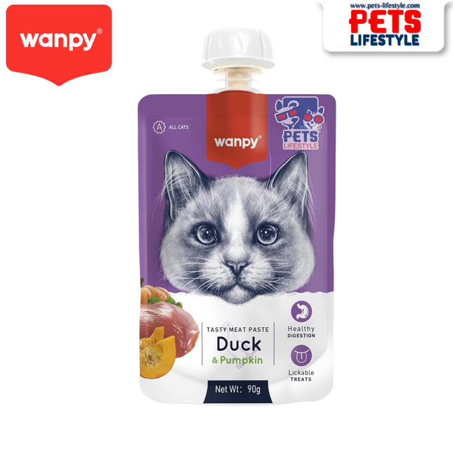 Wanpy Tasty Meat Paste Duck & Pumpkin for Cats – 90g