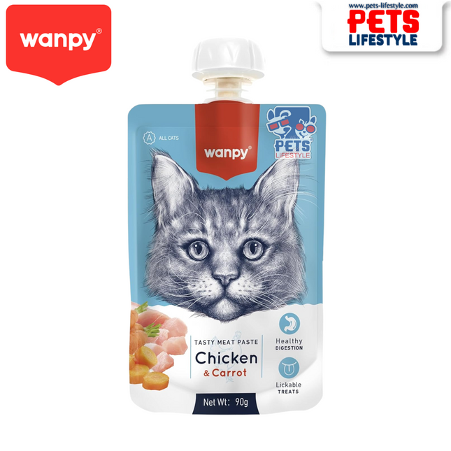 Wanpy Tasty Meat Paste Chicken & Carrot – Lickable Treat for Cats (90g)