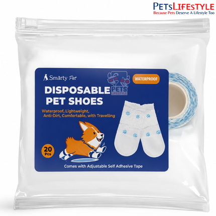 Smarty Pet Disposable Pet Shoes – Waterproof Anti-Dirt Paw Protection with Adjustable Self-Adhesive Tape | 20 Pcs