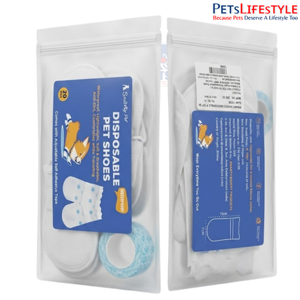 Smarty Pet Disposable Pet Shoes – Waterproof Anti-Dirt Paw Protection with Adjustable Self-Adhesive Tape | 20 Pcs