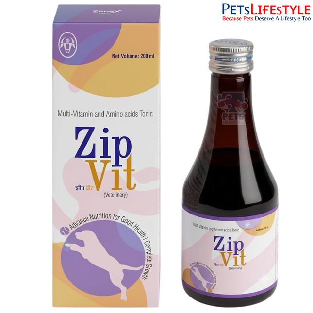 Intas Zipvit Multi Vitamin Supplement for Dogs and Cats (200ml)