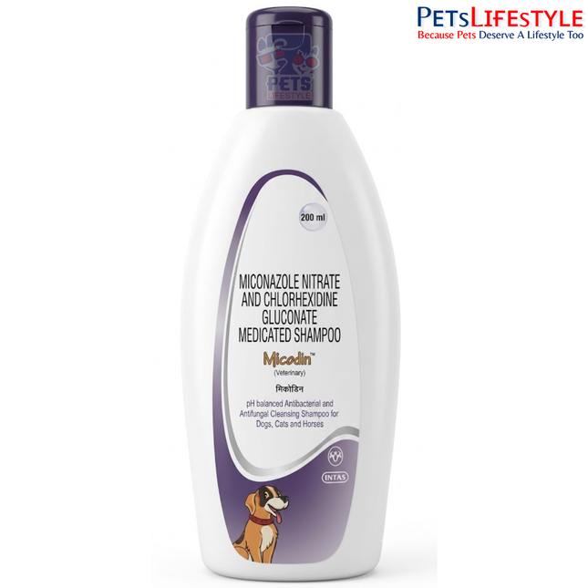 Intas Micodin Antifungal & Antibacterial Shampoo for Dogs and Cats