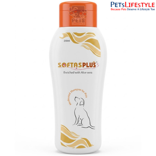 Intas Softas Plus Shampoo 200ml Effective Tick, Flea & Mite Treatment for Dogs and Cats
