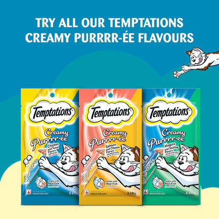 Temptations Creamy Purrrr-ee, Salmon & Cheese Flavour - 48g (4 pieces)