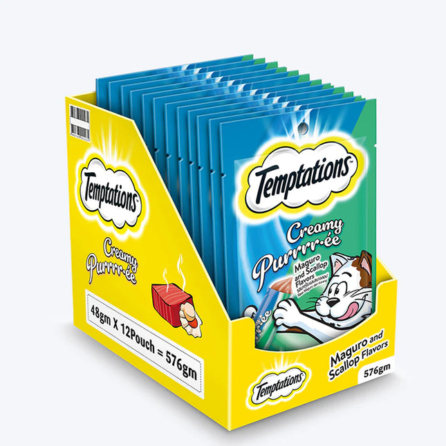 Temptations Creamy Purrrr-ee Cat Treats, Maguro and Scallop Flavour - 48g (4 pieces)