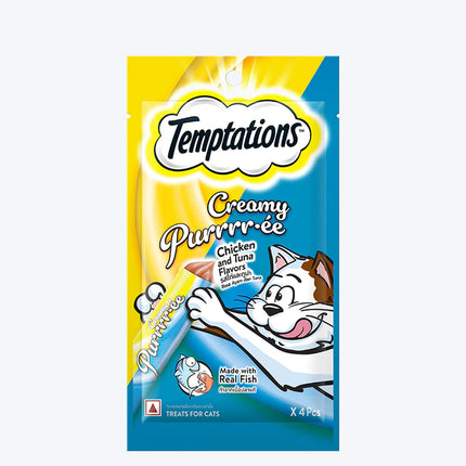 Temptations Creamy Purrrr-ee Cat Treats, Chicken & Tuna Flavour - 48 g (4 pieces)