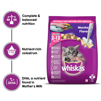 Whiskas Mackerel Dry Food For Baby and Mother Cat - 3 kg
