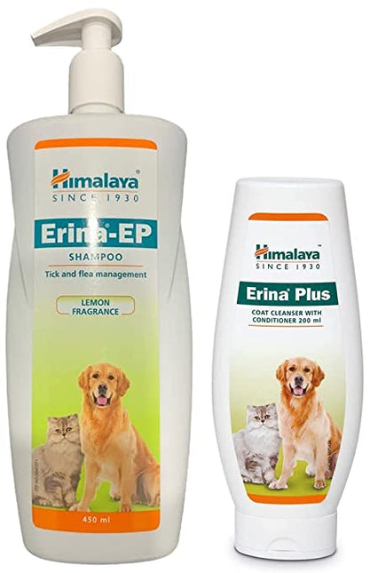 Himalaya Erina-EP Shampoo, 450 ml & Himalaya Erina Plus Coat Cleanser with Conditioner, 200 ml