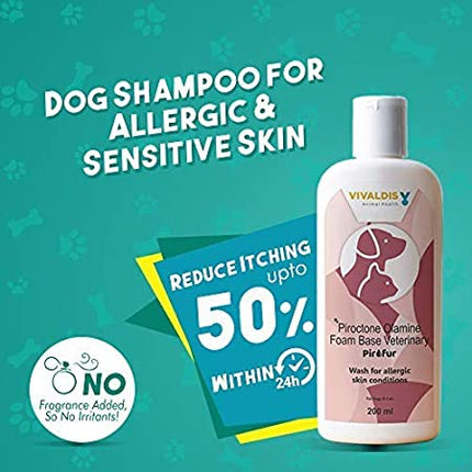 Vivaldis PIROFUR Cat & Dog Shampoo | Itch Relief Pet Shampoo - Effective on Long-Lasting Skin Conditions, Moisturizes & Ensures Soft Coat, 200ml