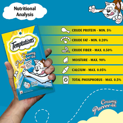 Temptations Creamy Purrrr-ee Cat Treats, Chicken & Tuna Flavour - 48 g (4 pieces)