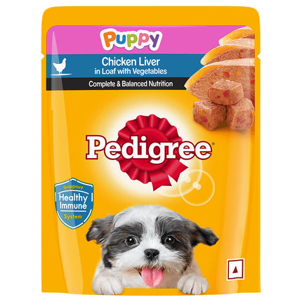 Pedigree Puppy Wet Dog Food, Chicken Liver Flavour in Loaf with Vegetables