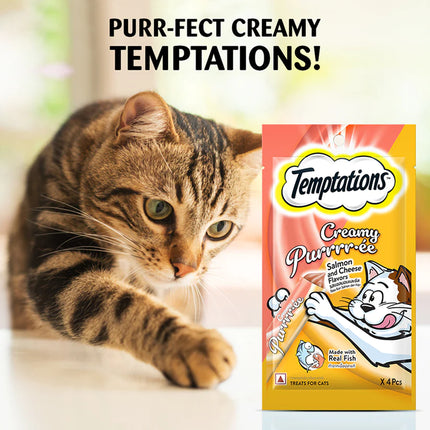 Temptations Creamy Purrrr-ee, Salmon & Cheese Flavour - 48g (4 pieces)