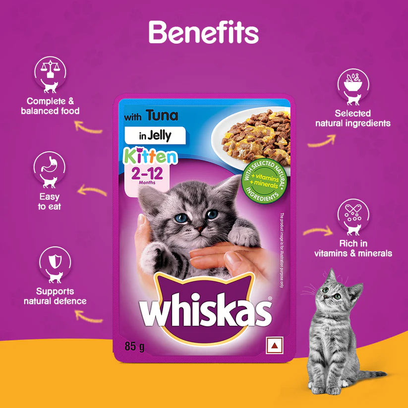 Whiskas Tuna in Jelly Wet Kitten Food 85 g packs
