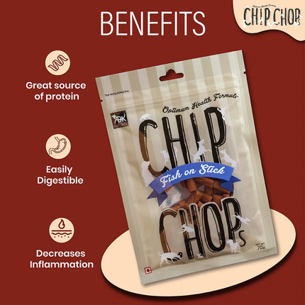 Chip Chops Dog Treats - Fish On Stick - 70 g