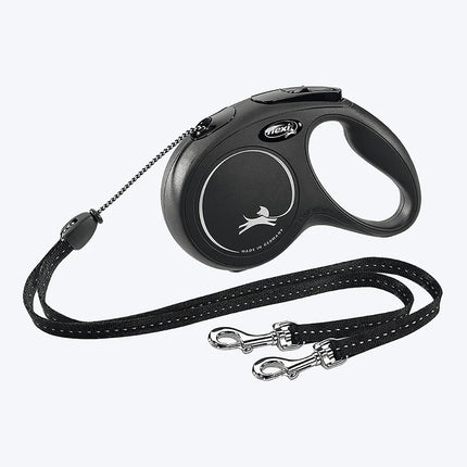 Flexi New Classic Tape/Belt Duo - Retractable Dog Leash Black - 5m