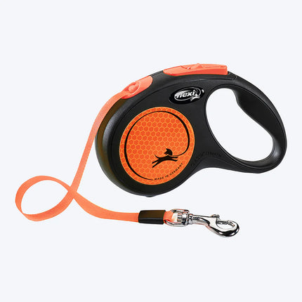 Flexi New Neon Reflect Orange Tape Retractable Dog Leash - 5 m