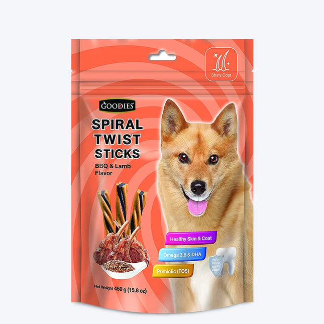 Goodies Spiral Twist Sticks BBQ & Lamb Flavour- 450 g