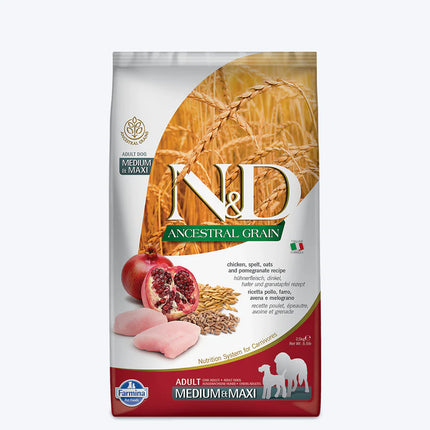 Farmina N&D Low Grain Medium & Maxi Breed Adult Dry Dog Food - Chicken & Pomegranate