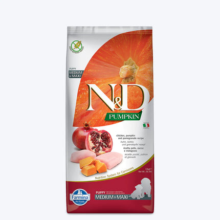 Farmina N&D Pumpkin Chicken & Pomegranate Grain Free Dry Puppy Food - Medium & Maxi Breed