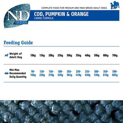 Farmina N&D Pumpkin Codfish & Orange Grain Free Medium & Maxi Breed Adult Dry Dog Food