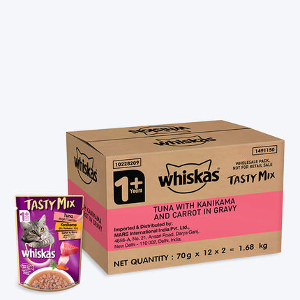 Whiskas Tuna With Kanikama and Carrot Adult Wet Cat Food - Pack of 24